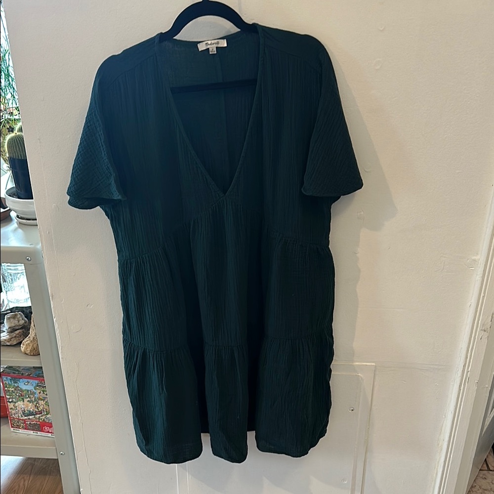 Dark Green V-Neck Dress
